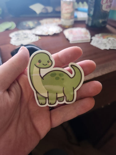 Cute Dinosaur Sticker – Kawaii Brontosaurus Vinyl Decal - Sticker - Charm and Char